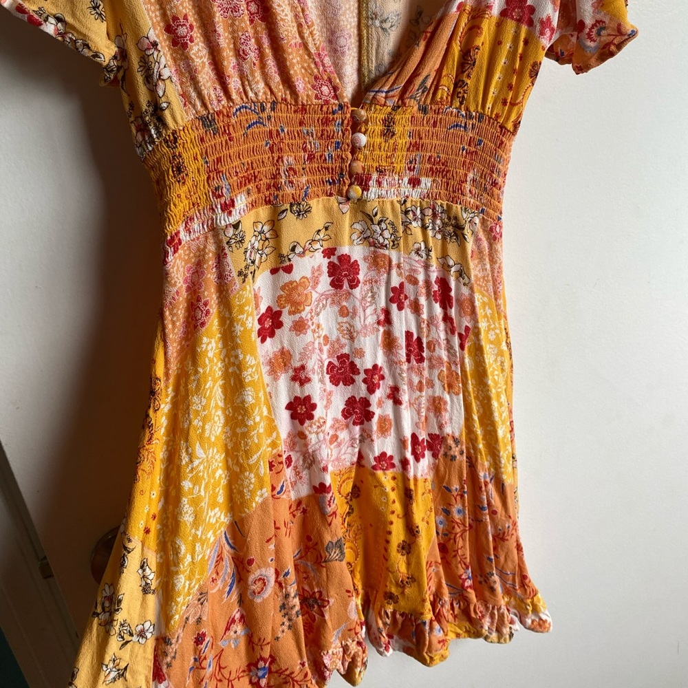 Orange Patchwork A Line Dress